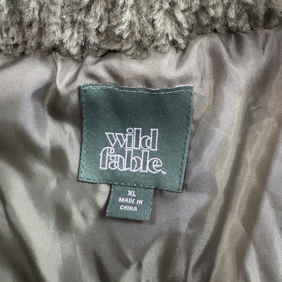 Women's Full Zip Sherpa Bomber Jacket - Wild Fable Green XL Y2K Look - Picture 5 of 12